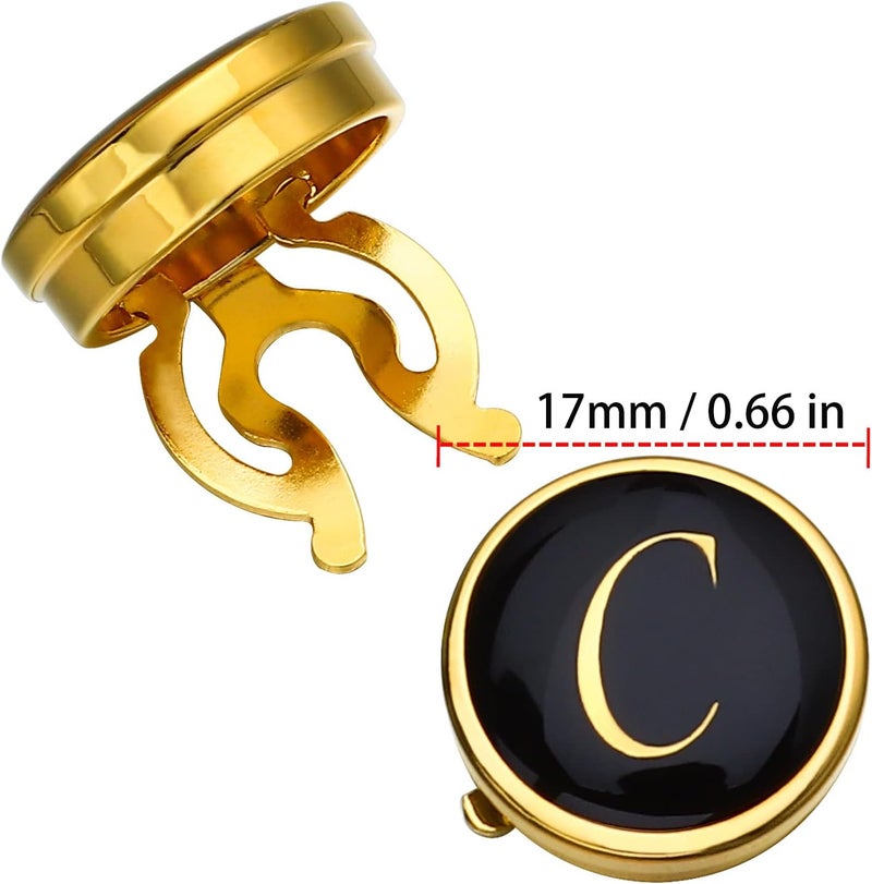 HAWSON Gold Button Covers for Men - Enamel Cufflinks with Personalized A-Z Letter Design for Tuxedo, Shirt, Business or Formal Attend Accessories - Image 5